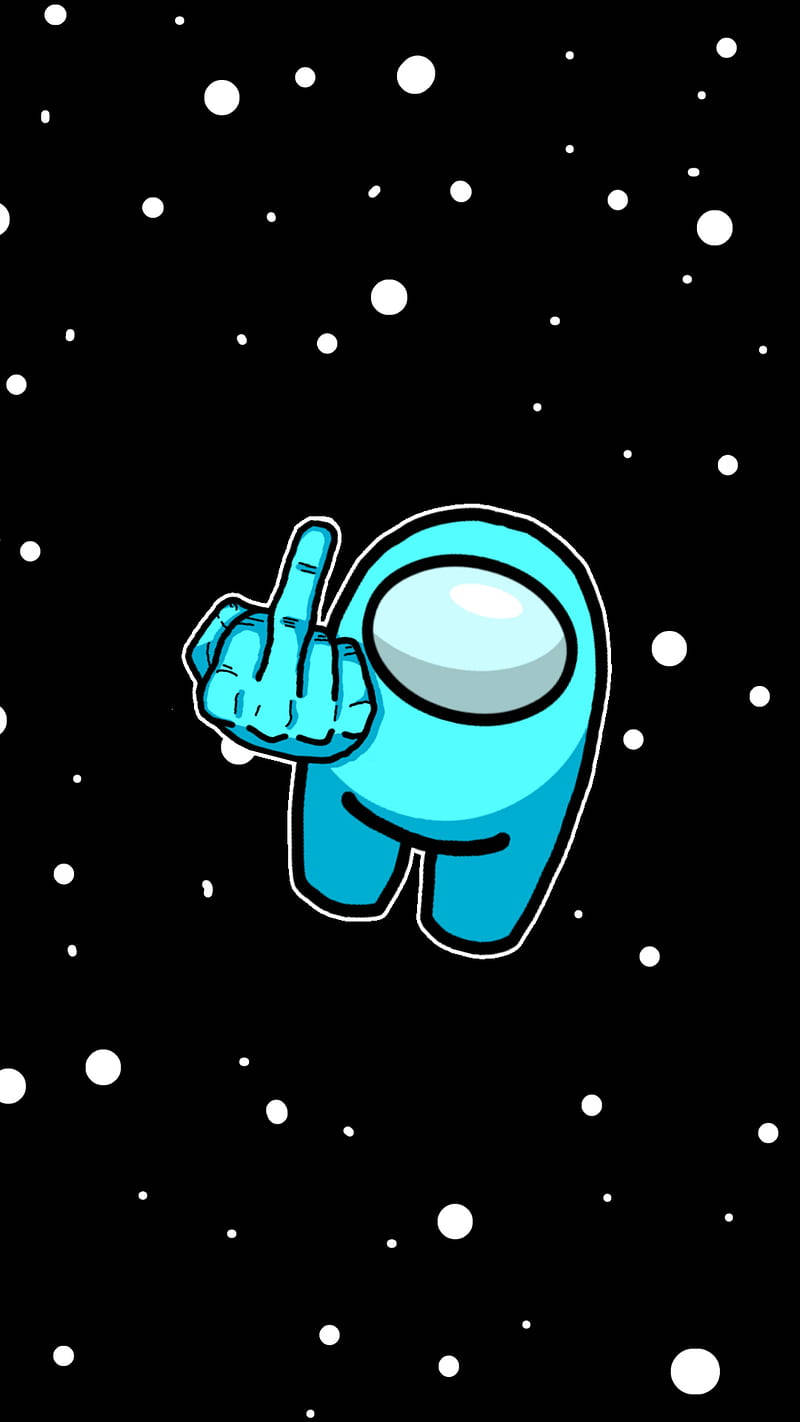 Cyan Among Us Crewmate Finger Wallpaper