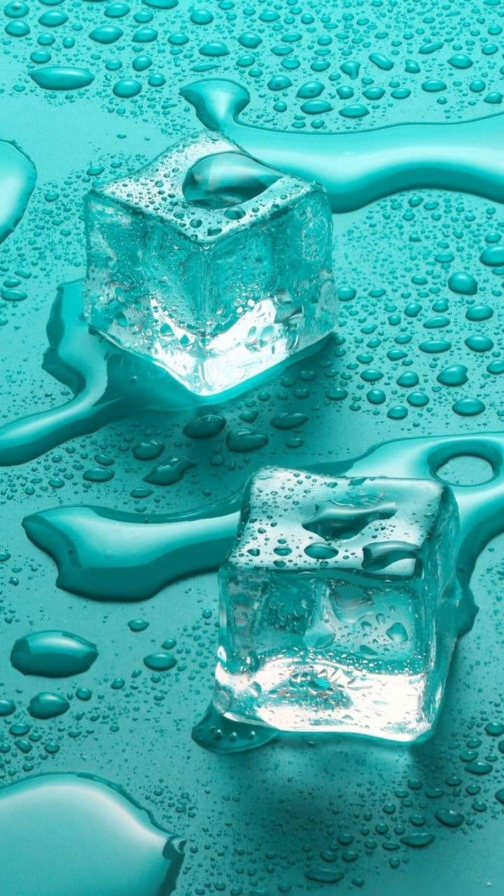 Cyan Ice Cubes Wallpaper