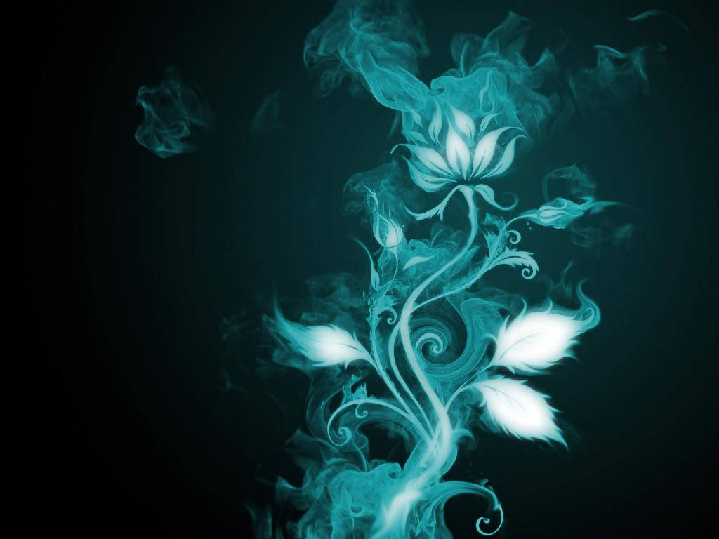 Cyan Smoke Flower Wallpaper