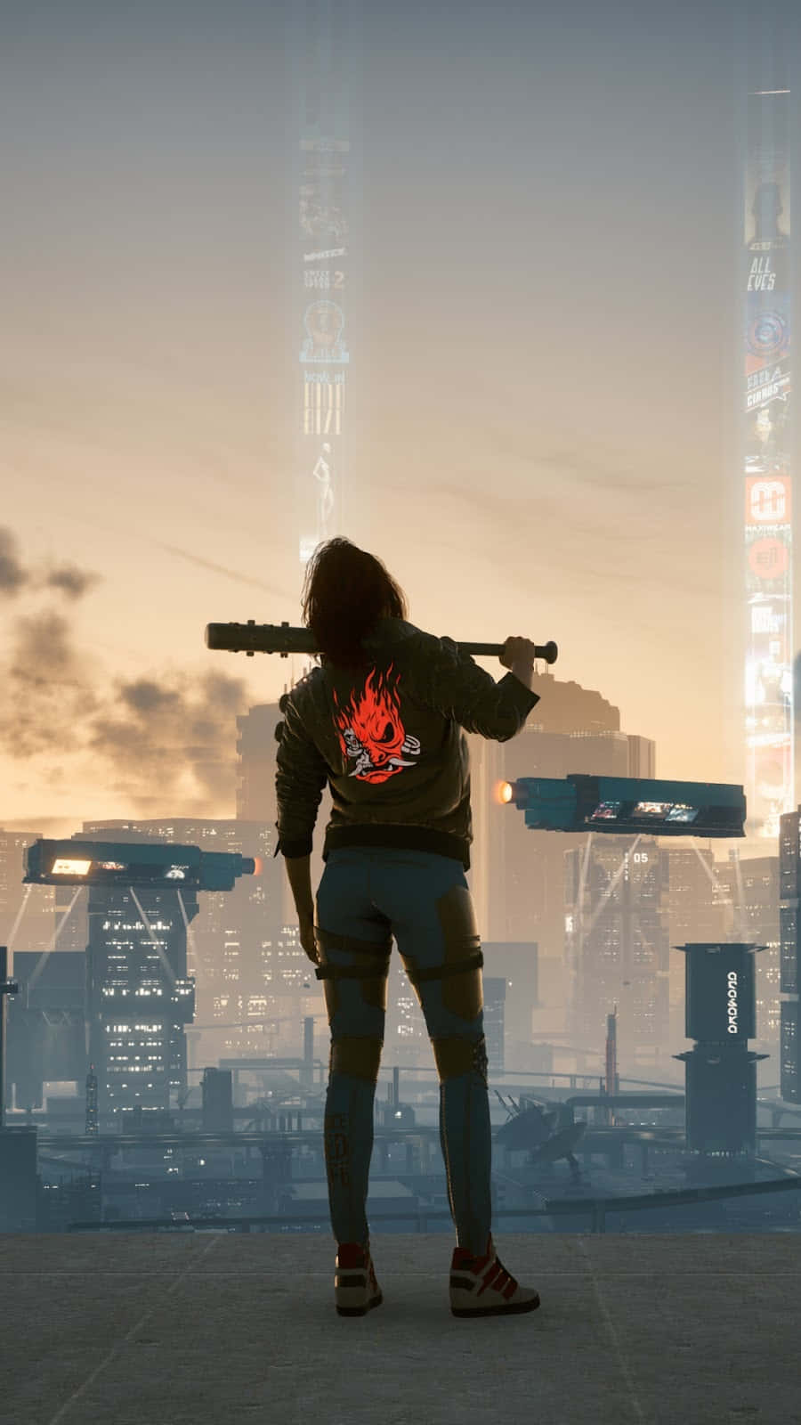 Cyberpunk2077 Sunset Silhouette Wallpaper