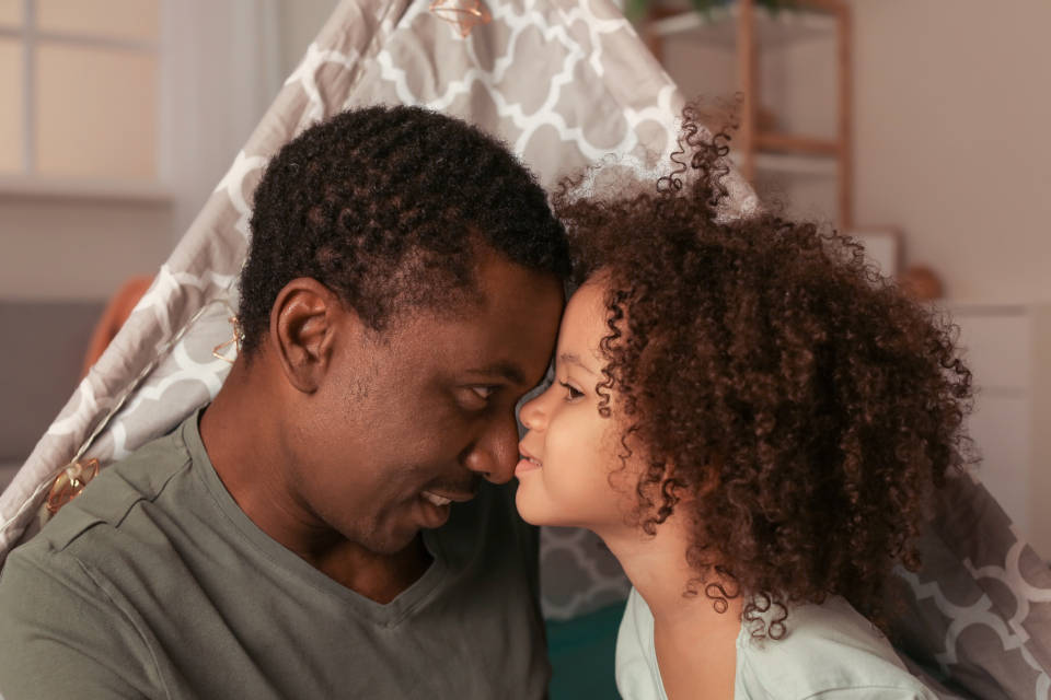 Dad With Daughter Kissing His Nose Wallpaper