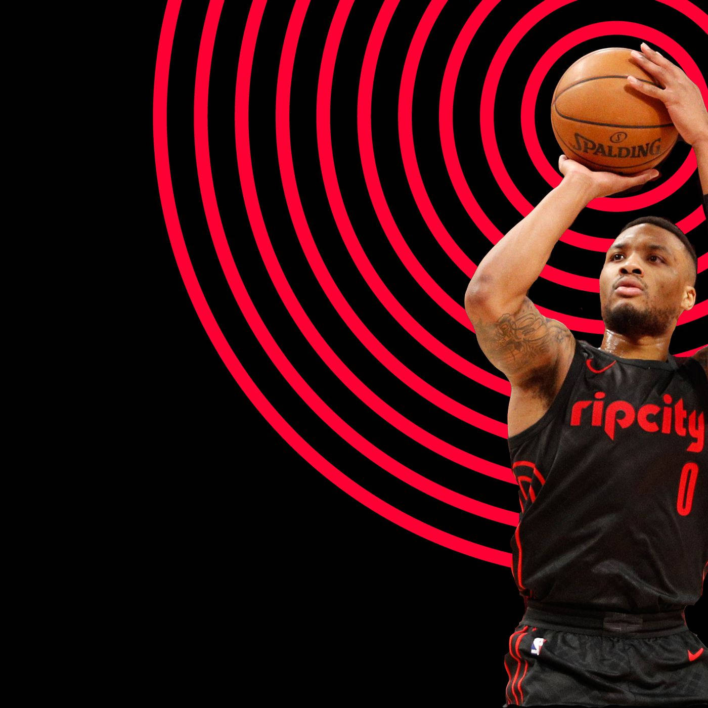 Damian Lillard Red Spirals Wallpaper