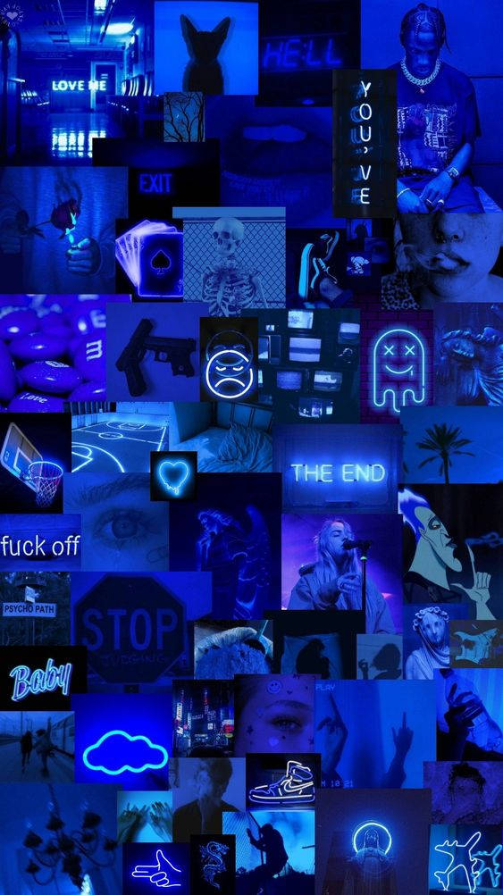 Dark Blue Aesthetic Tumblr Collage Wallpaper