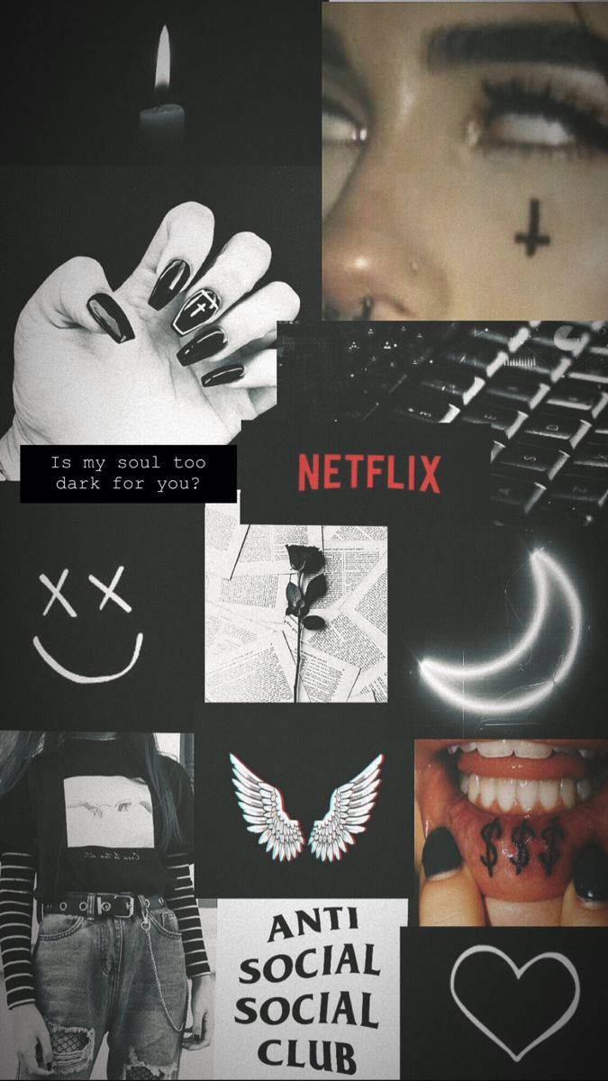 Dark E-girl Aesthetic Collage Wallpaper