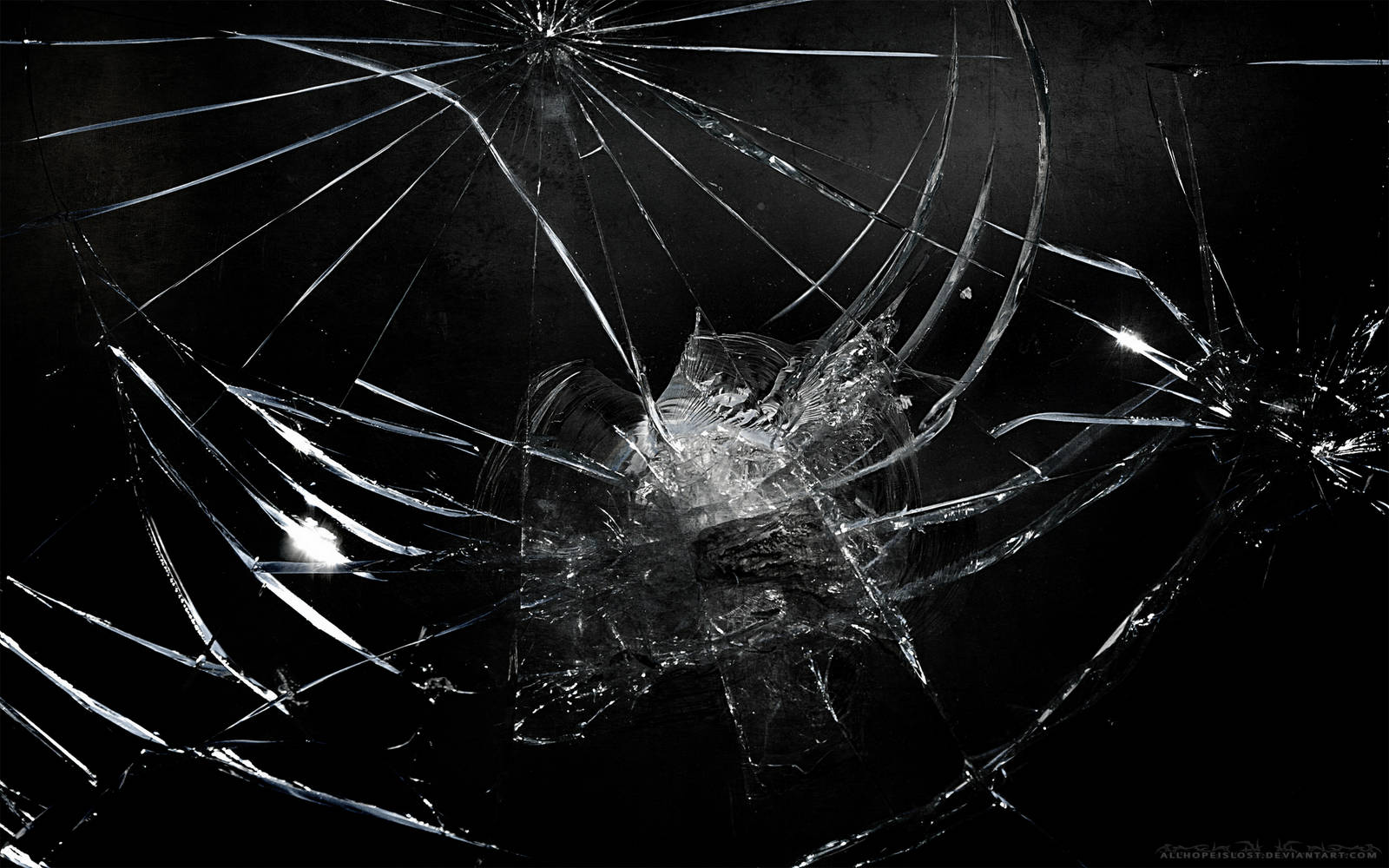 Dark Glass Cracked Screen Wallpaper