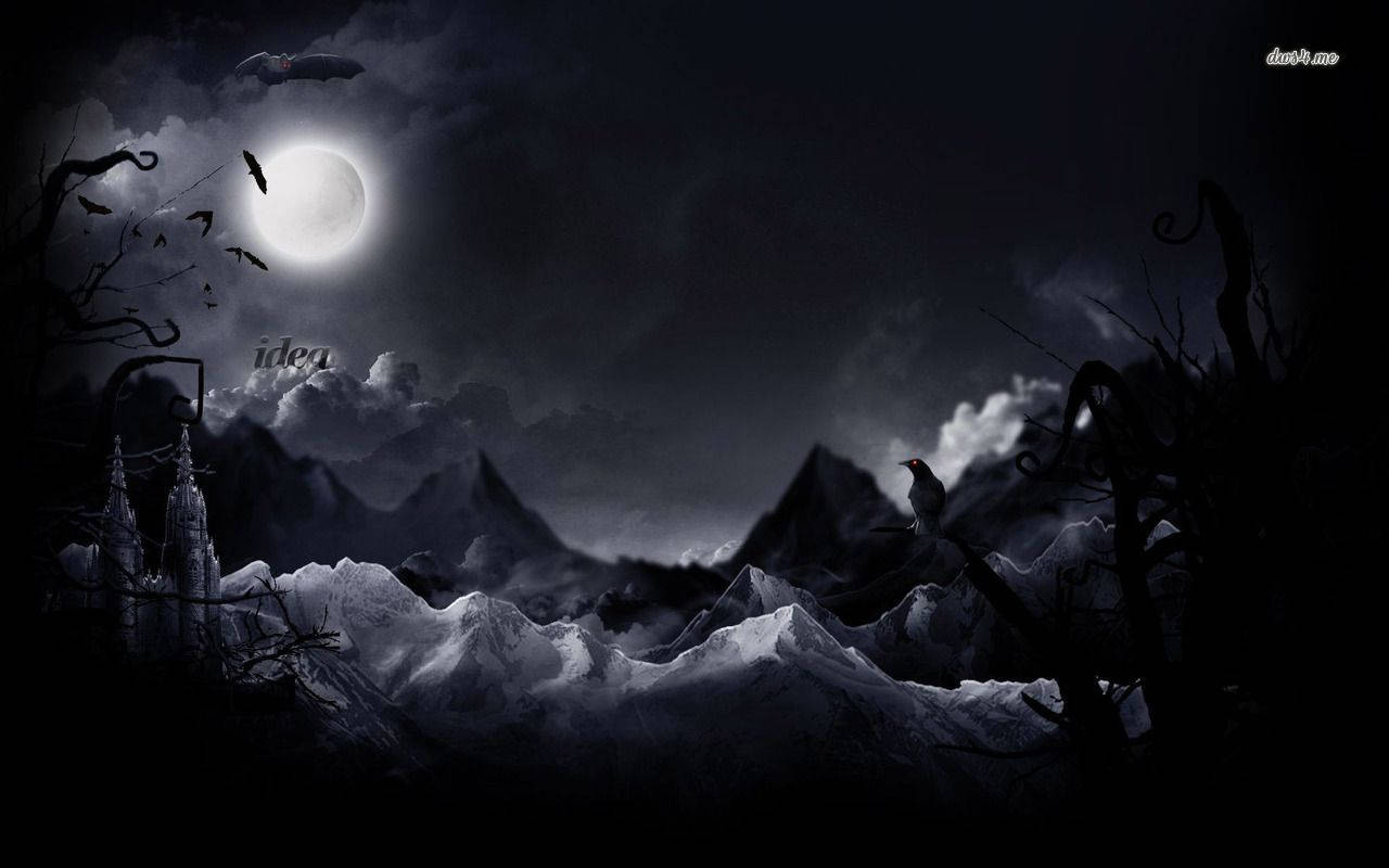 Dark Halloween Mountain Wallpaper