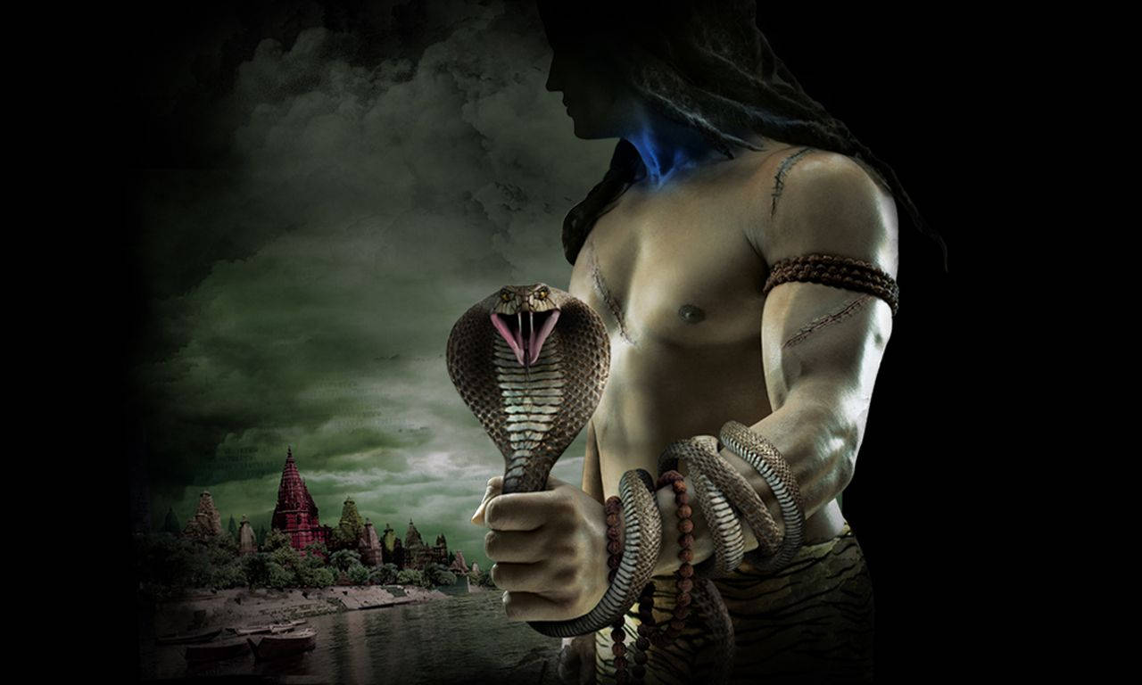 Dark Mahadev Holding Vasuki Hd Wallpaper