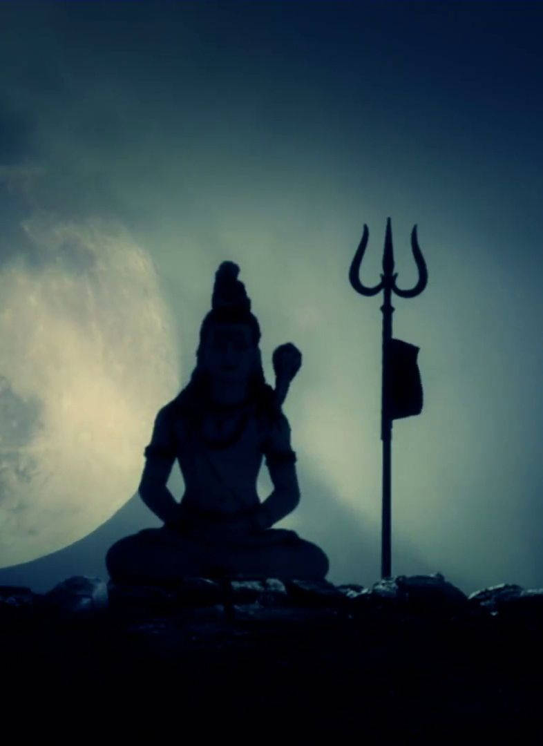 Dark Mahadev Silhouette With Trishula Hd Wallpaper