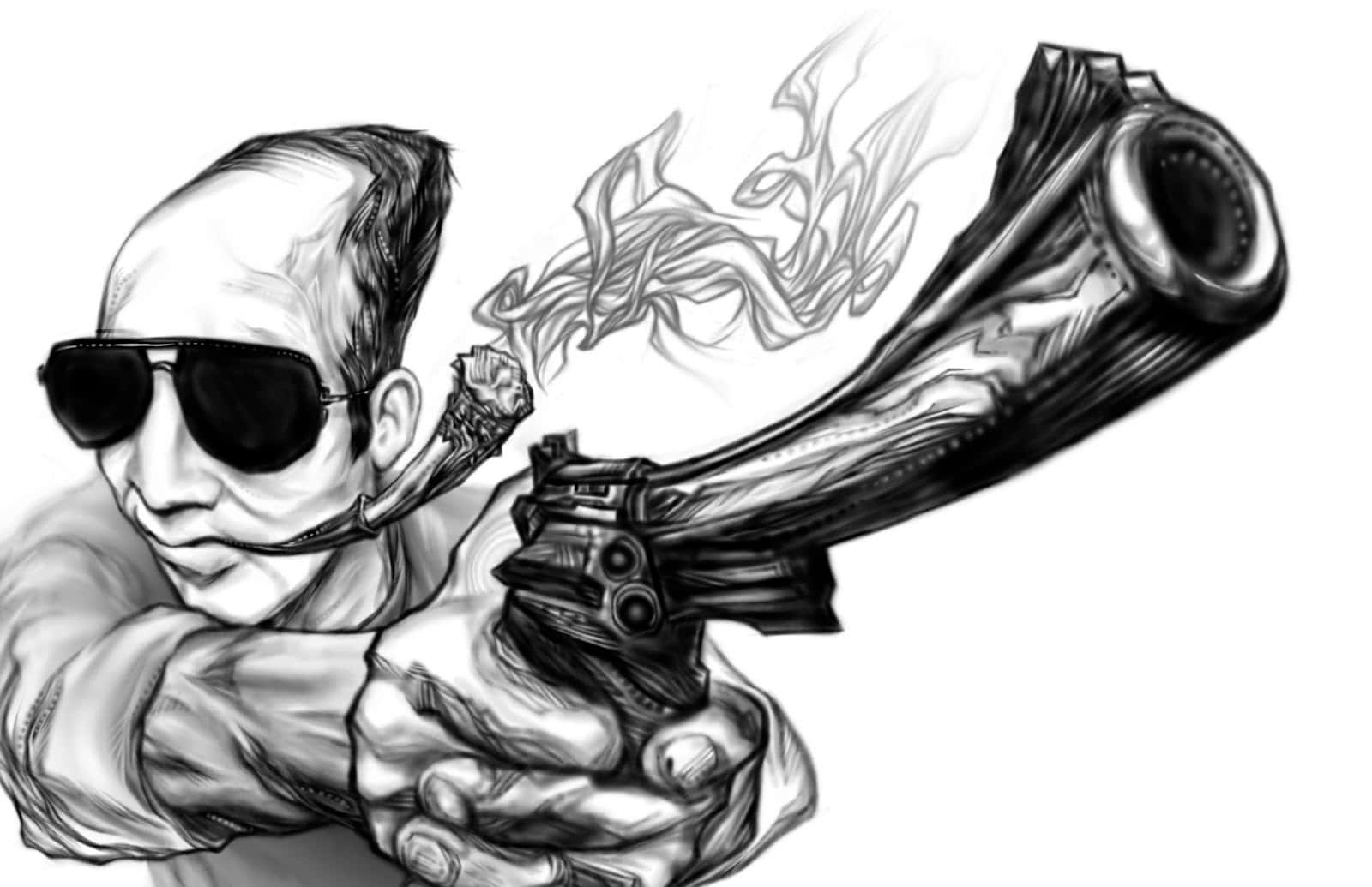 Dark Psychedelic Hd Holding Gun Wallpaper