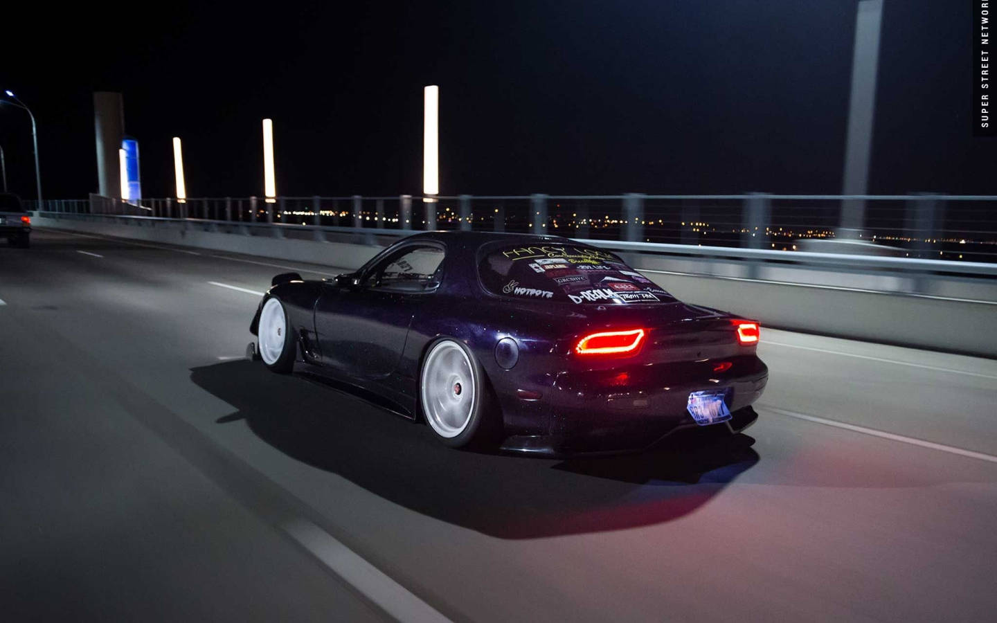 Dark Purple Rx7 At Night Wallpaper