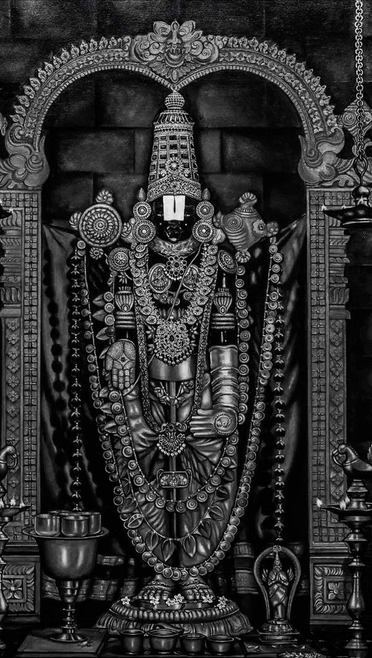 Dark Screen Lord Venkateswara 4k Wallpaper