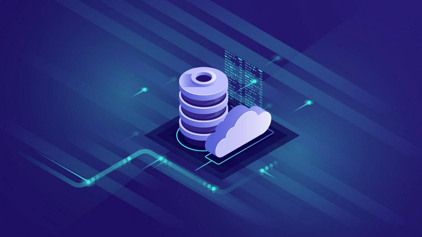 Database & Cloud Flat Illustration Wallpaper