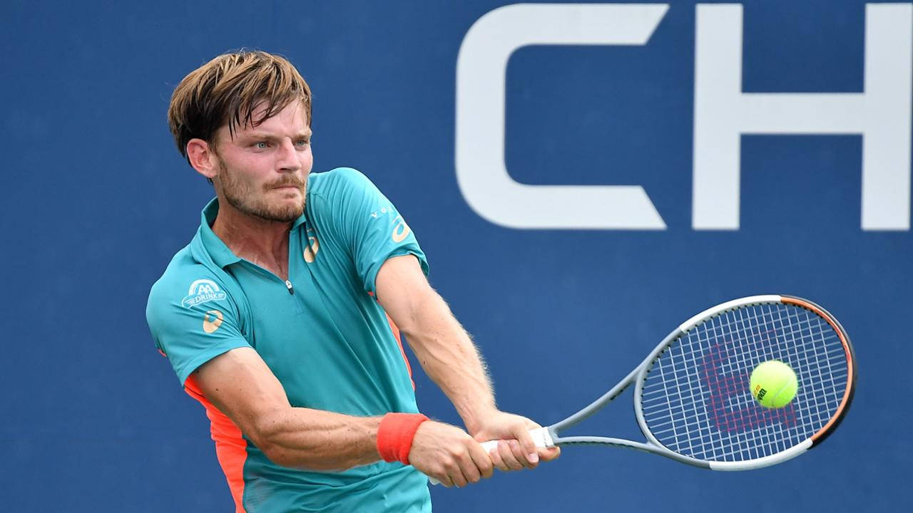 David Goffin Hitting Tennis Ball Wallpaper