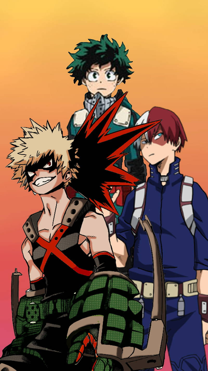 Deku, Todoroki And Bakugou Join Forces For A Thrilling Adventure! Wallpaper