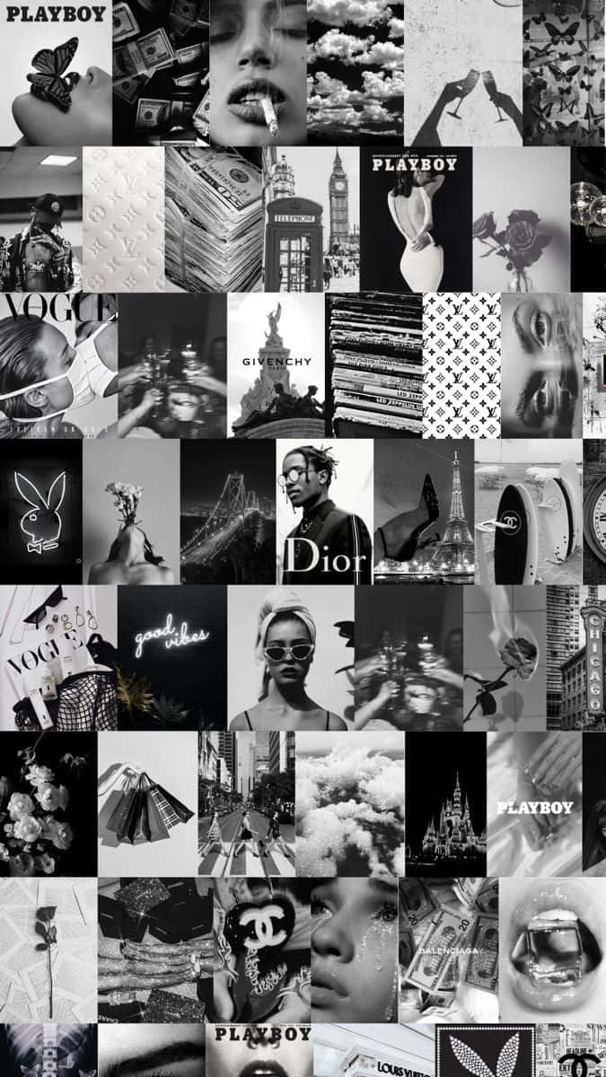 Delightful Black And White Collage Wallpaper