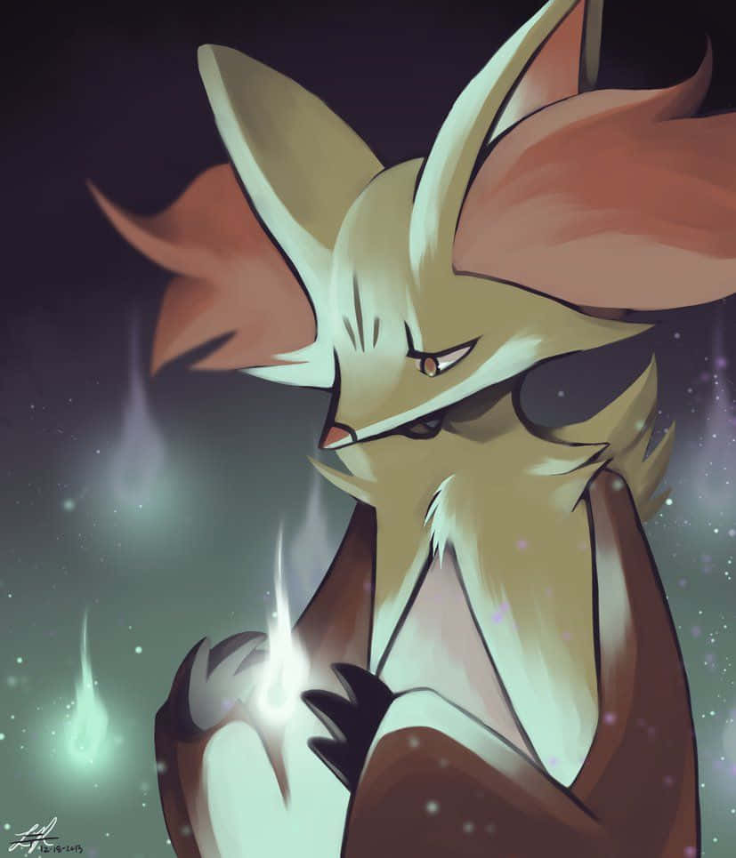 Delphox Firing Psybeam In A Battle Wallpaper