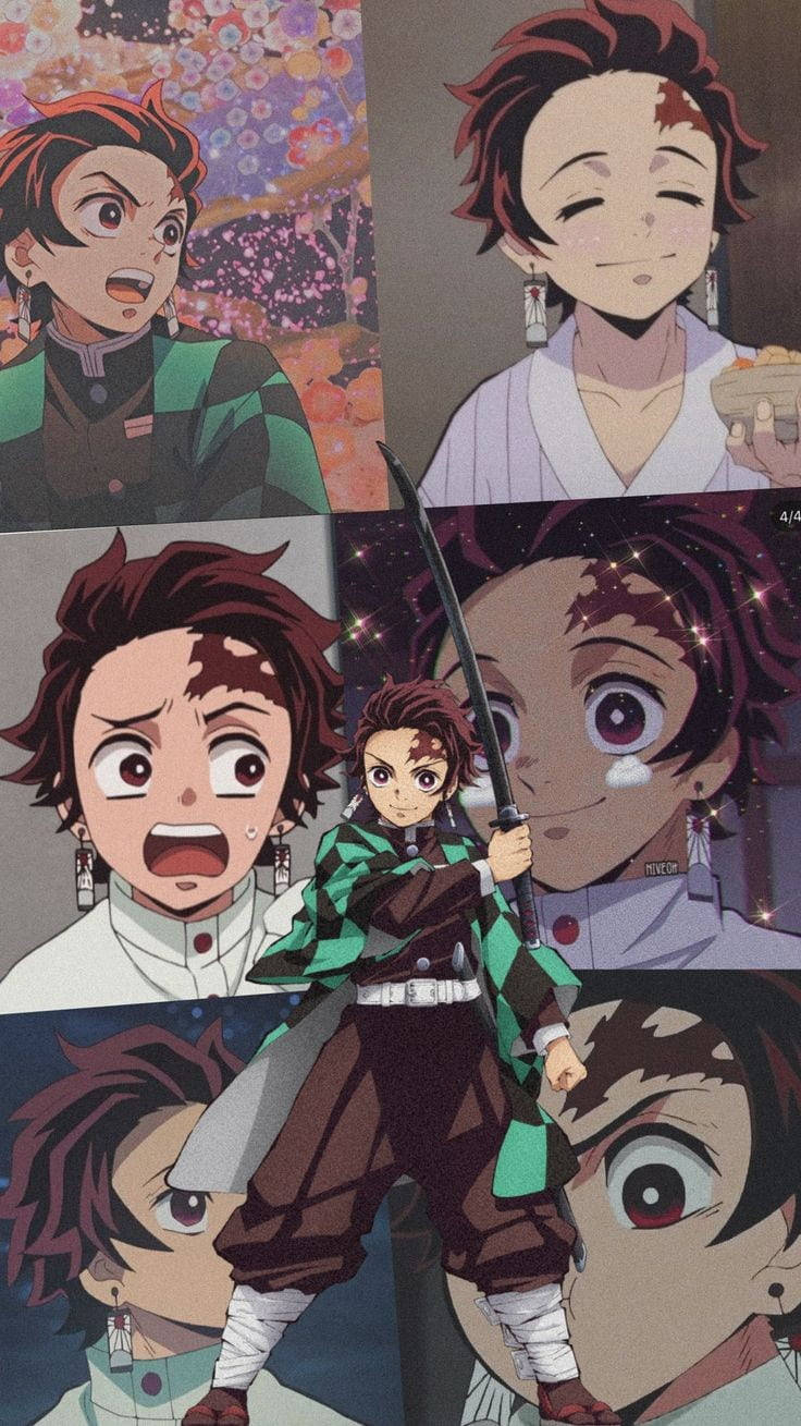 Demon Slayer Aesthetic Tanjiro Collage Wallpaper