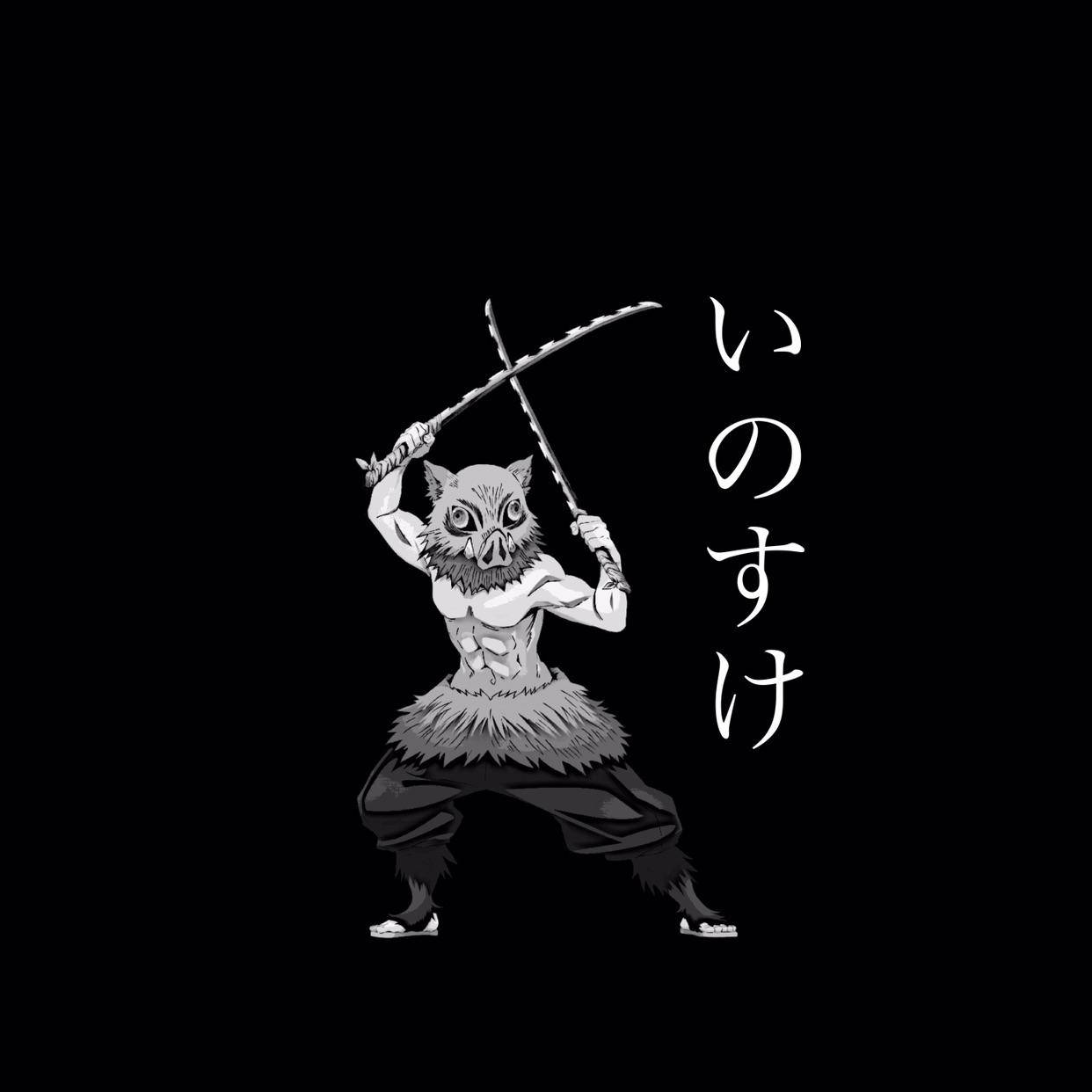 Demon Slayer Black And White Inosuke Hashibira Wallpaper