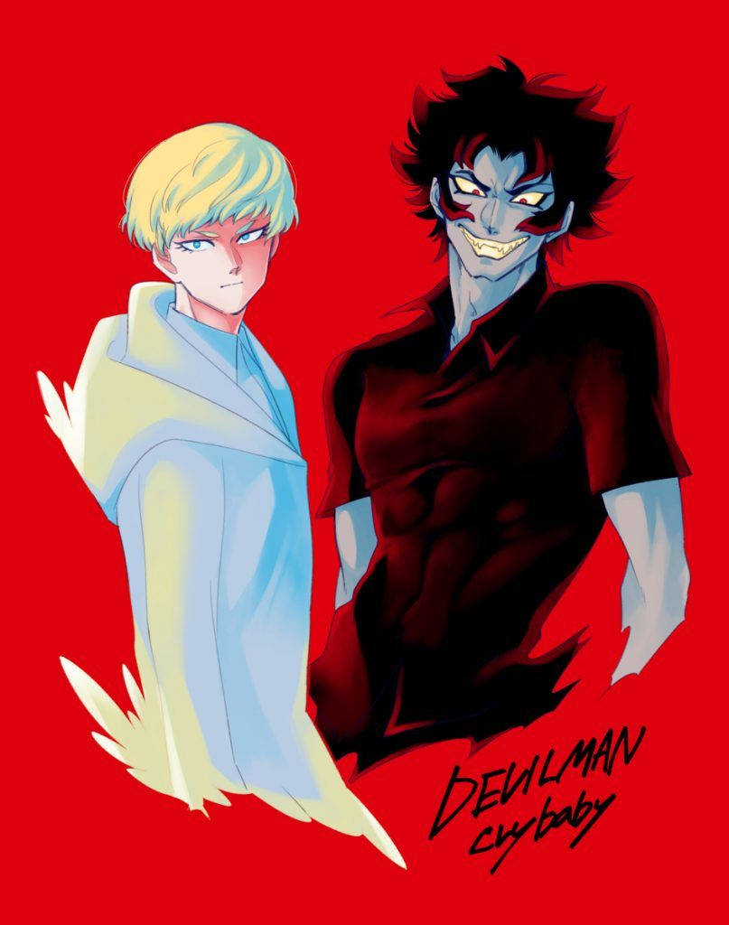 Devilman Crybaby's Powerful Duo, Akira And Ryo On A Run. Wallpaper