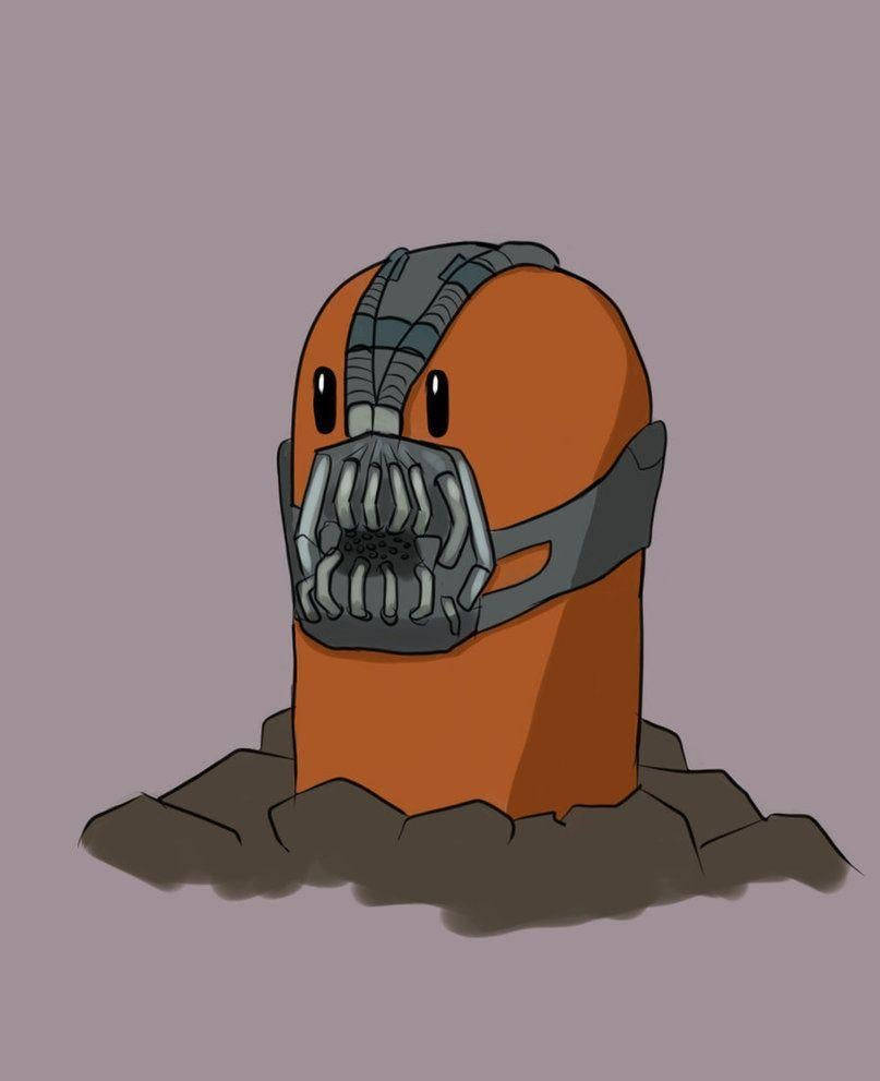 Diglett Wearing Bane Mask On A Purple Background Wallpaper