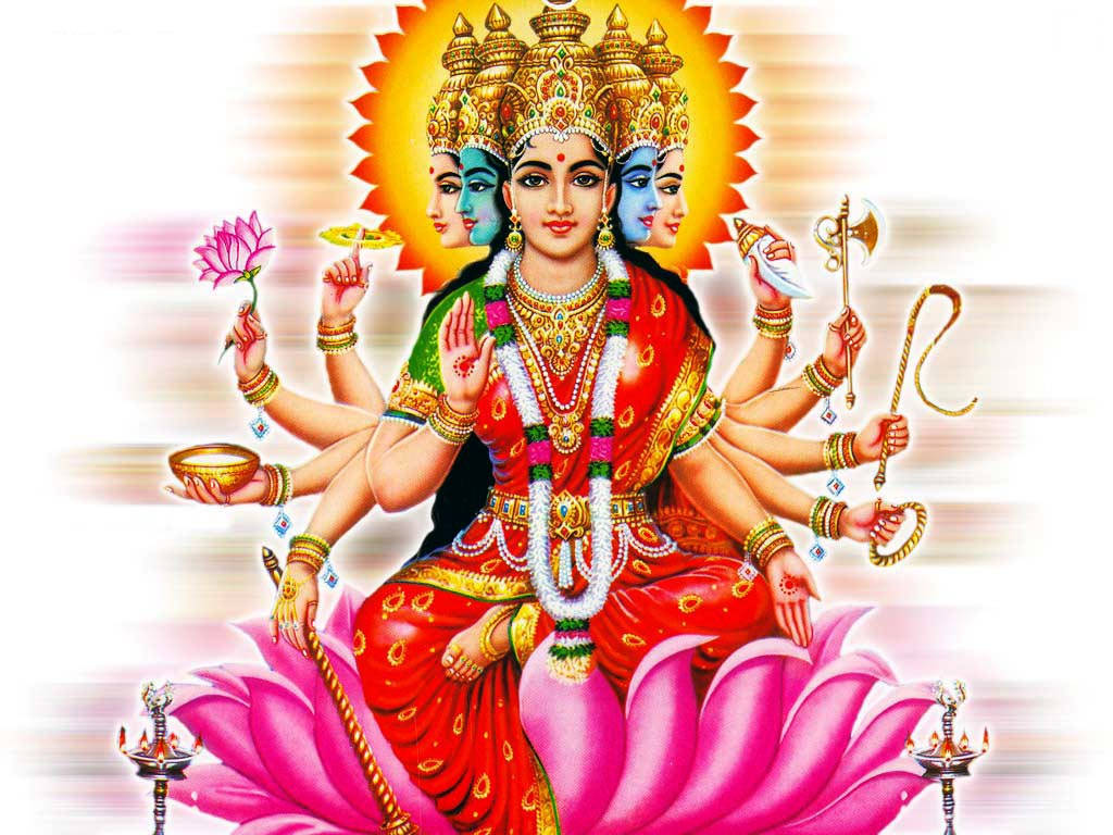 Divine Grace Of Mahalakshmi With Five Faces Wallpaper