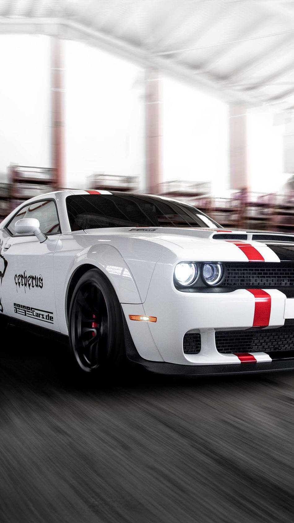 Dodge Challenger In White Paint Wallpaper