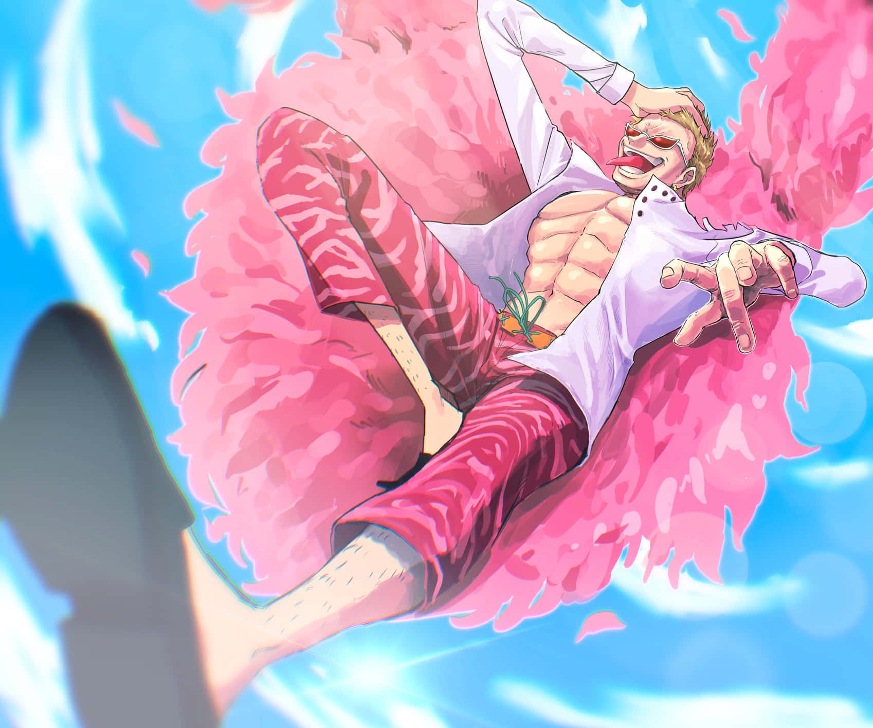 Doflamingo Recliningin Pink Feathers Wallpaper