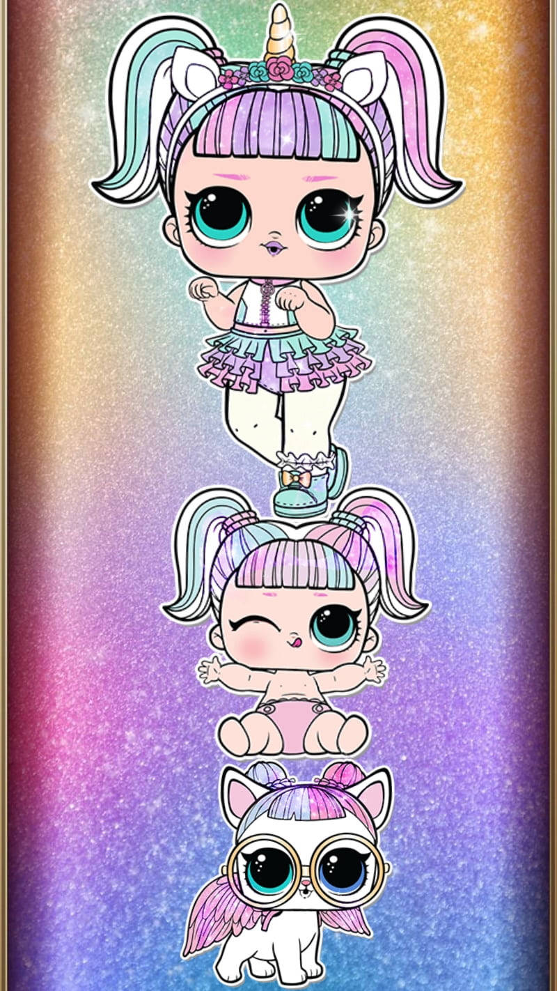 Dolls, Glitter, And Unicorns Wallpaper