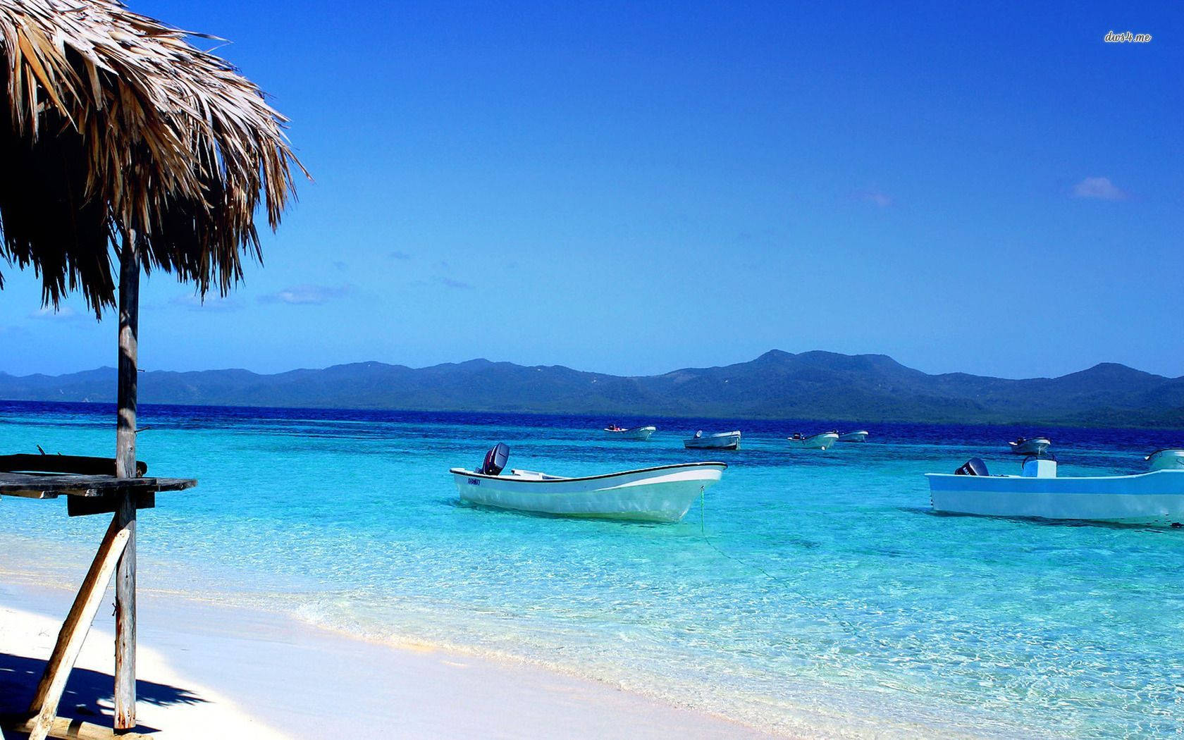 Dominica Beach With Boats Wallpaper