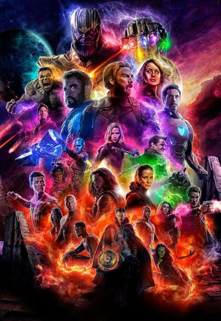Dope Avengers Neon Colored Lights Wallpaper