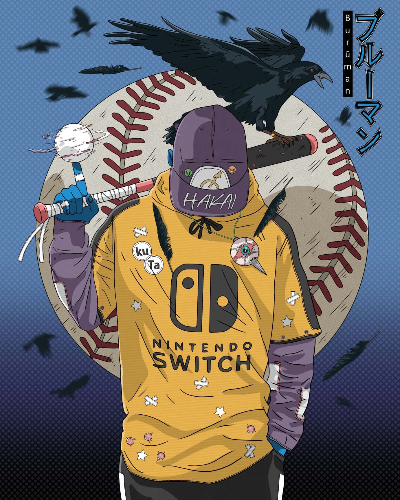 Dope Boy Holding A Bat Wallpaper