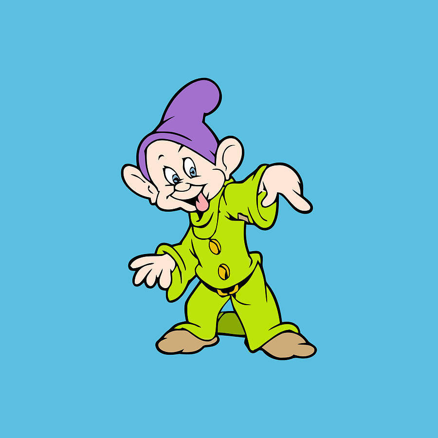 Dopey Dwarf In Blue Background Wallpaper