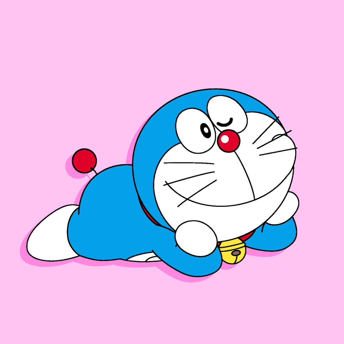 Doraemon Lying Sexily On Pink Backdrop 4k Wallpaper