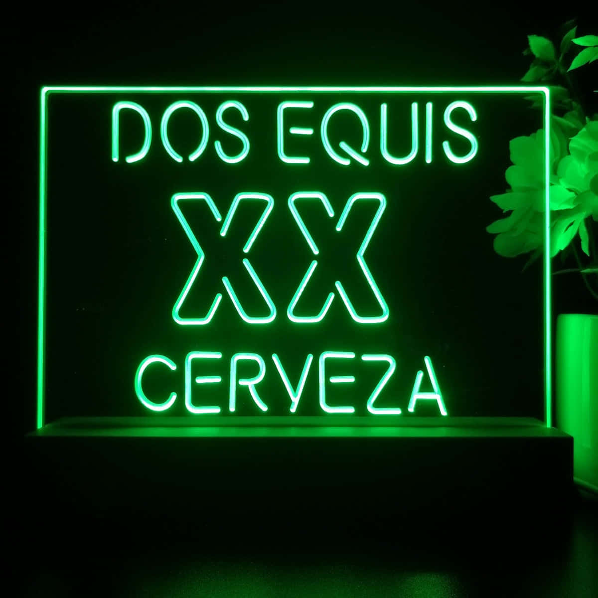 Dos Equis Neon Sign Glowing Green Wallpaper