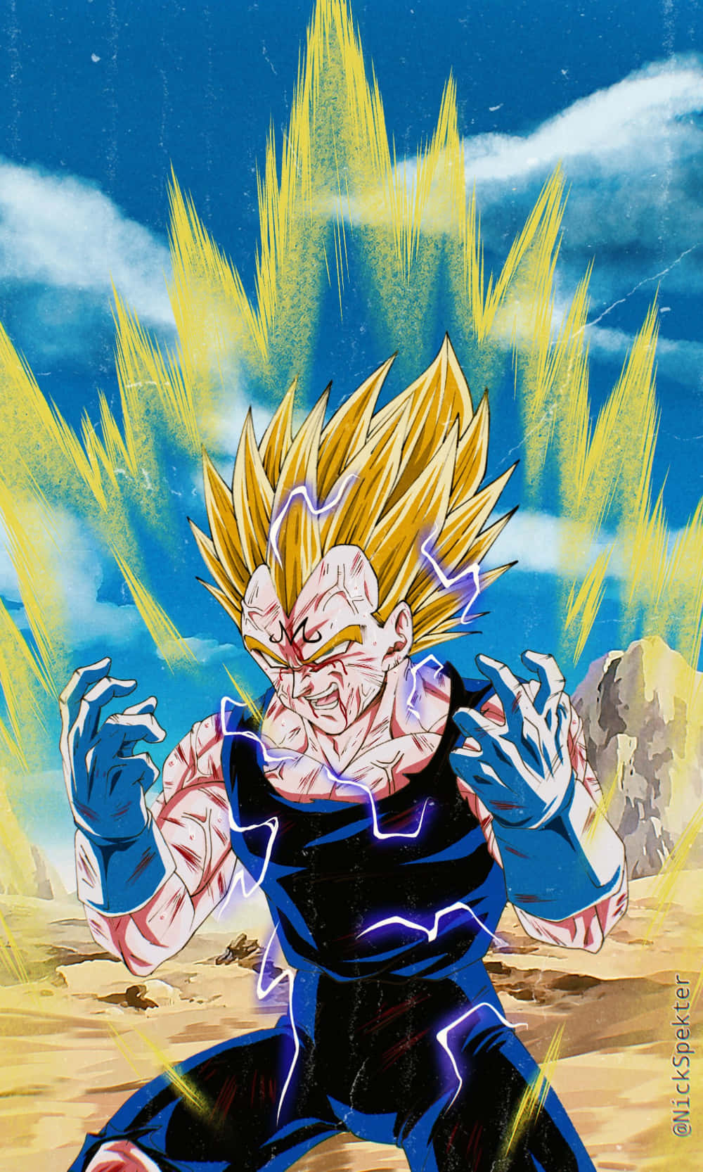 Dragon Ball Majin Vegeta Smile Powering Up Wallpaper
