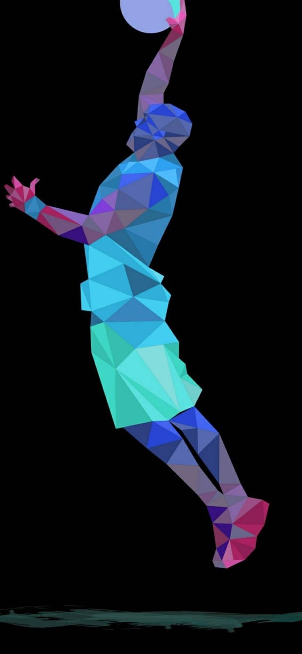 Dramatic Polygonal Man Dunking With Dot Notch Display Wallpaper