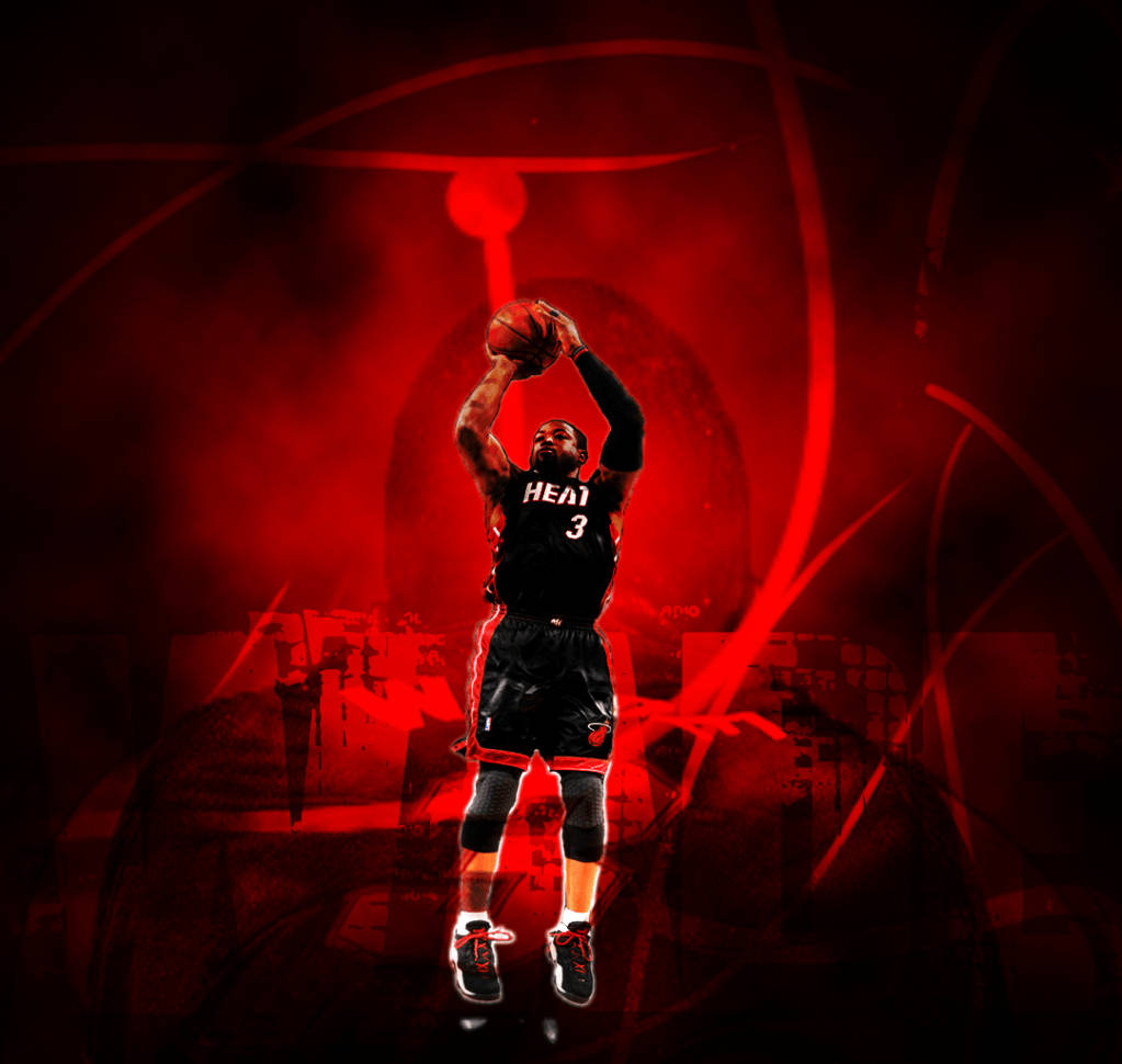 Dwyane Wade Three Point Shot Artwork Wallpaper