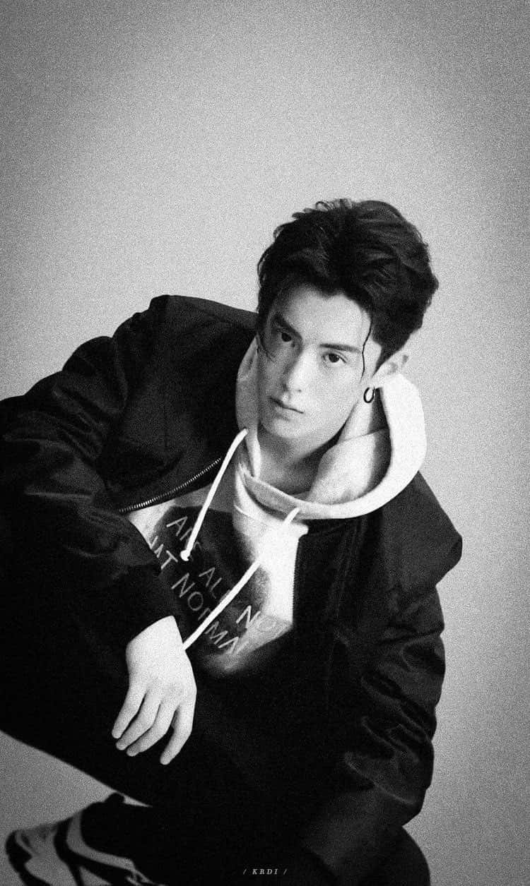 Dylan Wang In Black And White Wallpaper