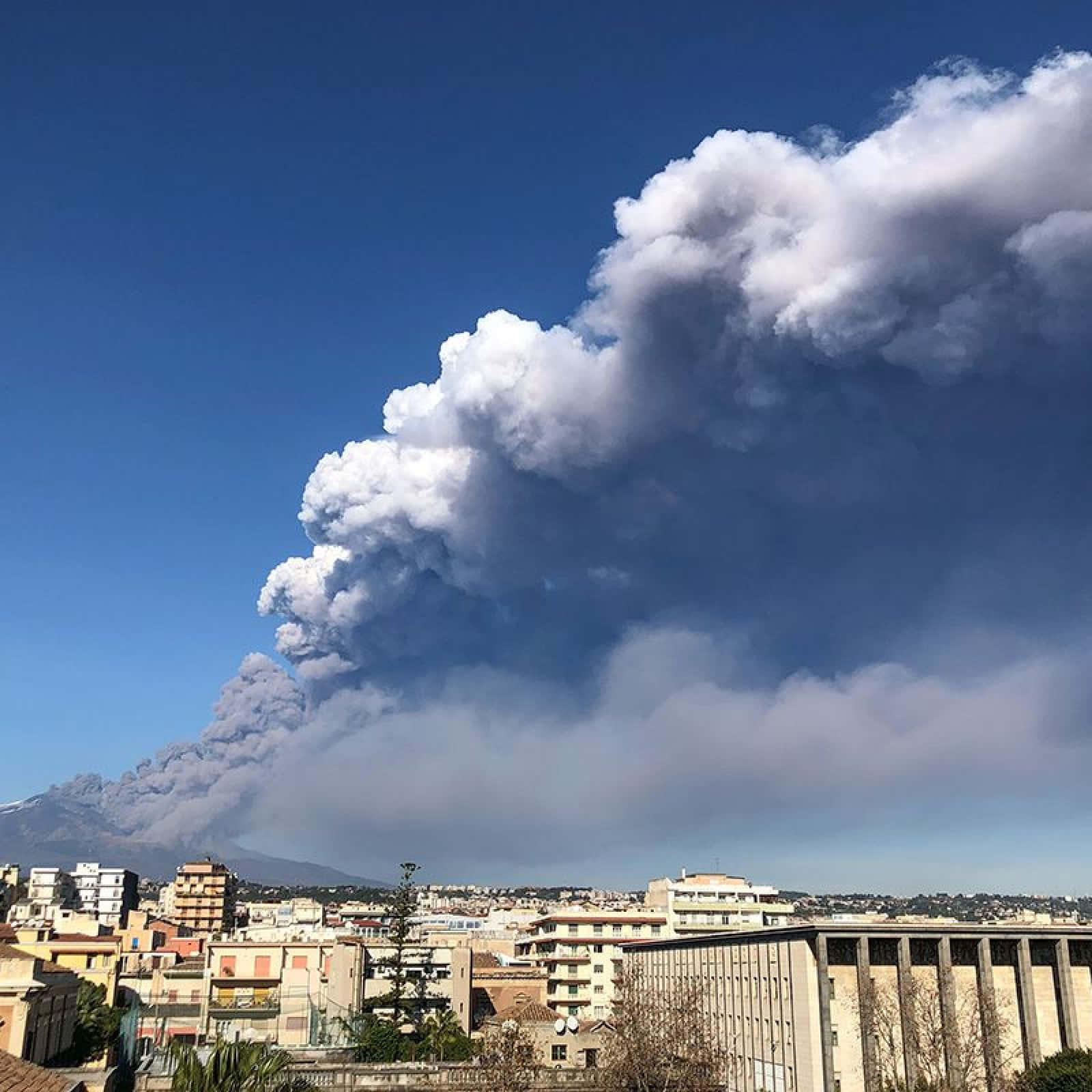 Earthquake Mount Etna Cloudy Wallpaper