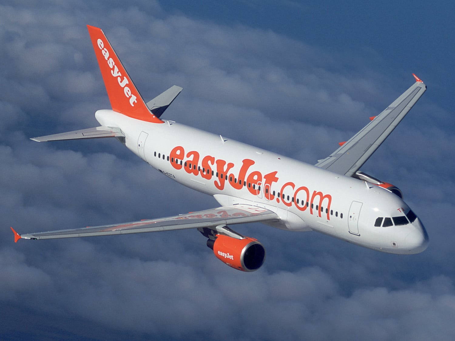 Easyjet's Bright Orange Tail Against The Sky. Wallpaper