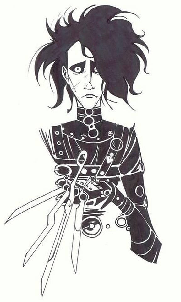 Edward Scissorhands Intricate Sketch Artwork Wallpaper