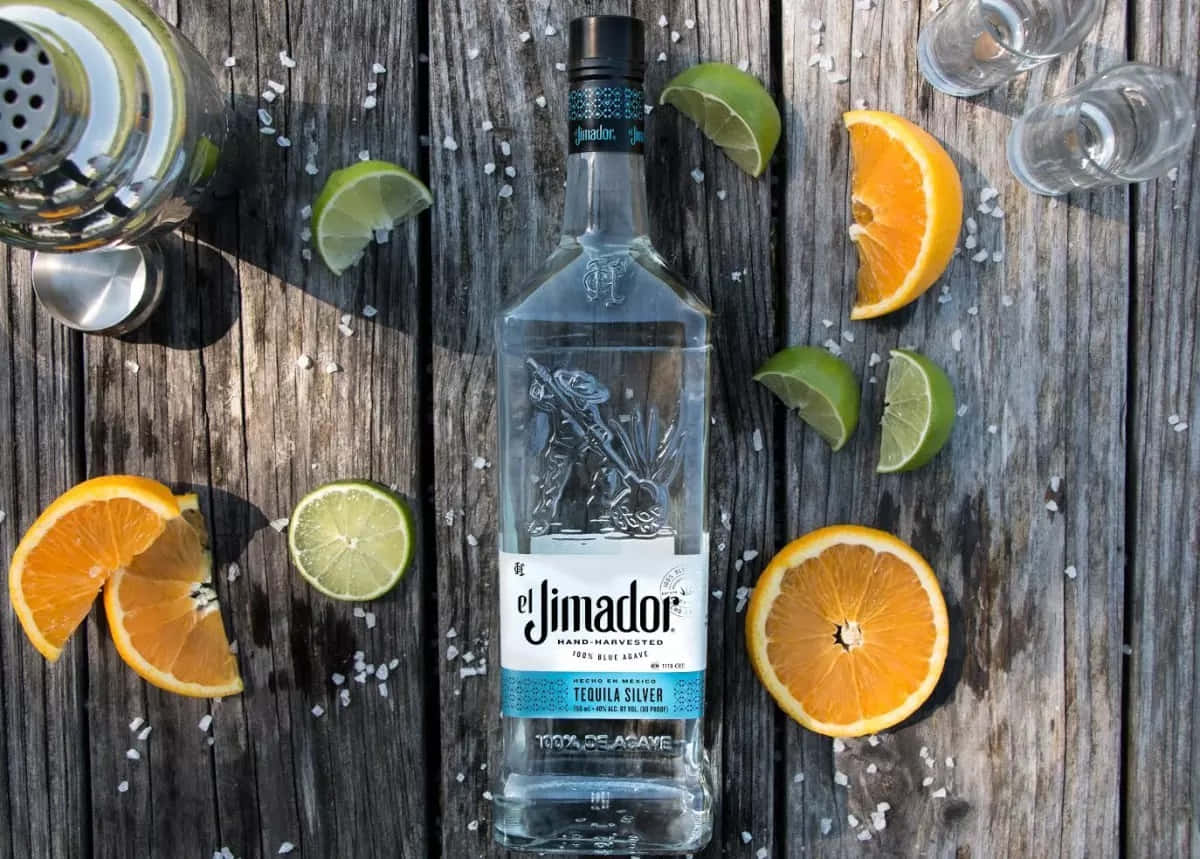 El Jimador Tequila Silver Aesthetic Flat Lay Shot Wallpaper