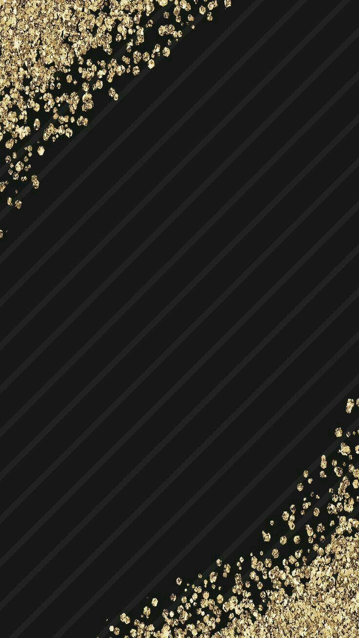 Elegant Black & Gold Gems Accent Wallpaper