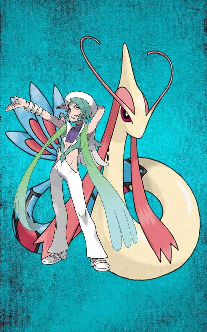 Elegant Milotic Pokemon In Blue Ocean Themed Wallpaper Wallpaper