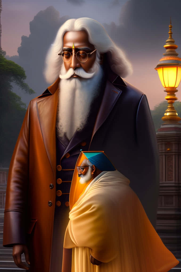 Elegant Portraitof Rabindranath Tagore Wallpaper