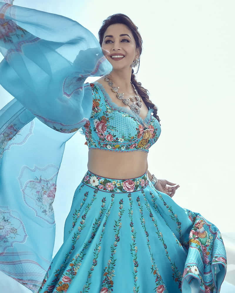 Elegant Traditional Attire Madhuri Dixit Wallpaper