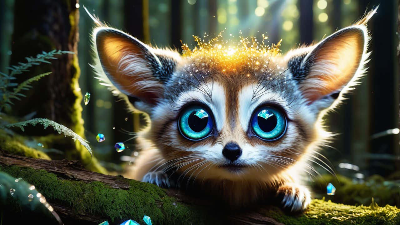 Enchanted Bush Baby Fantasy Forest Wallpaper