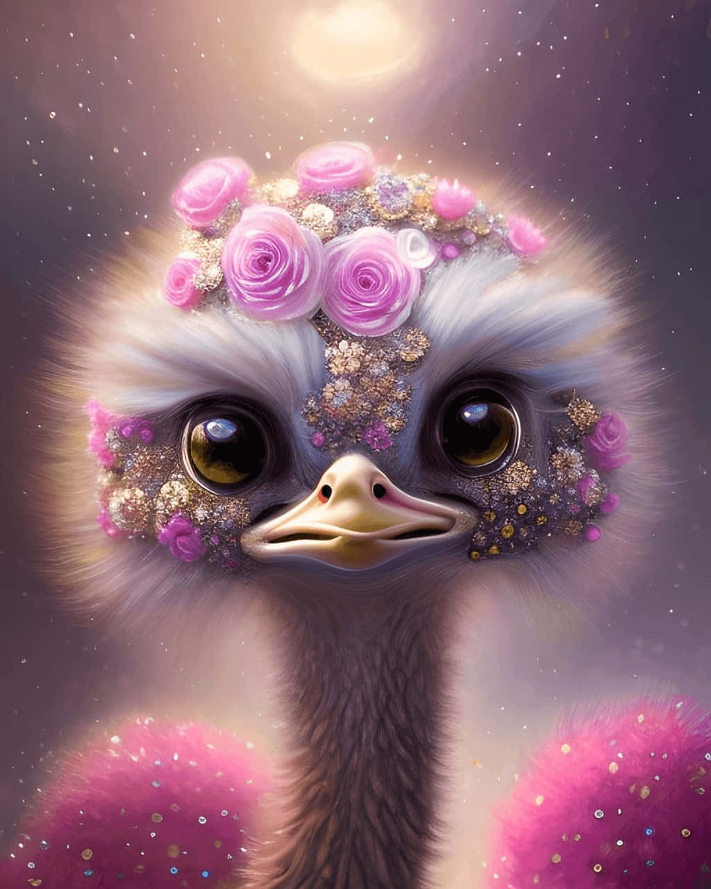 Enchanted Ostrich Portrait Wallpaper