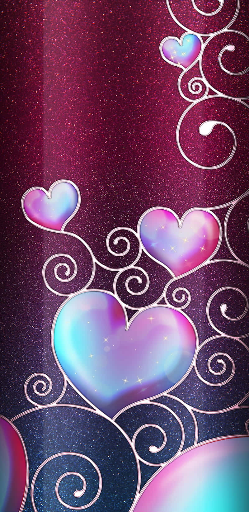 Enchanting Hearts Galaxy Background Wallpaper