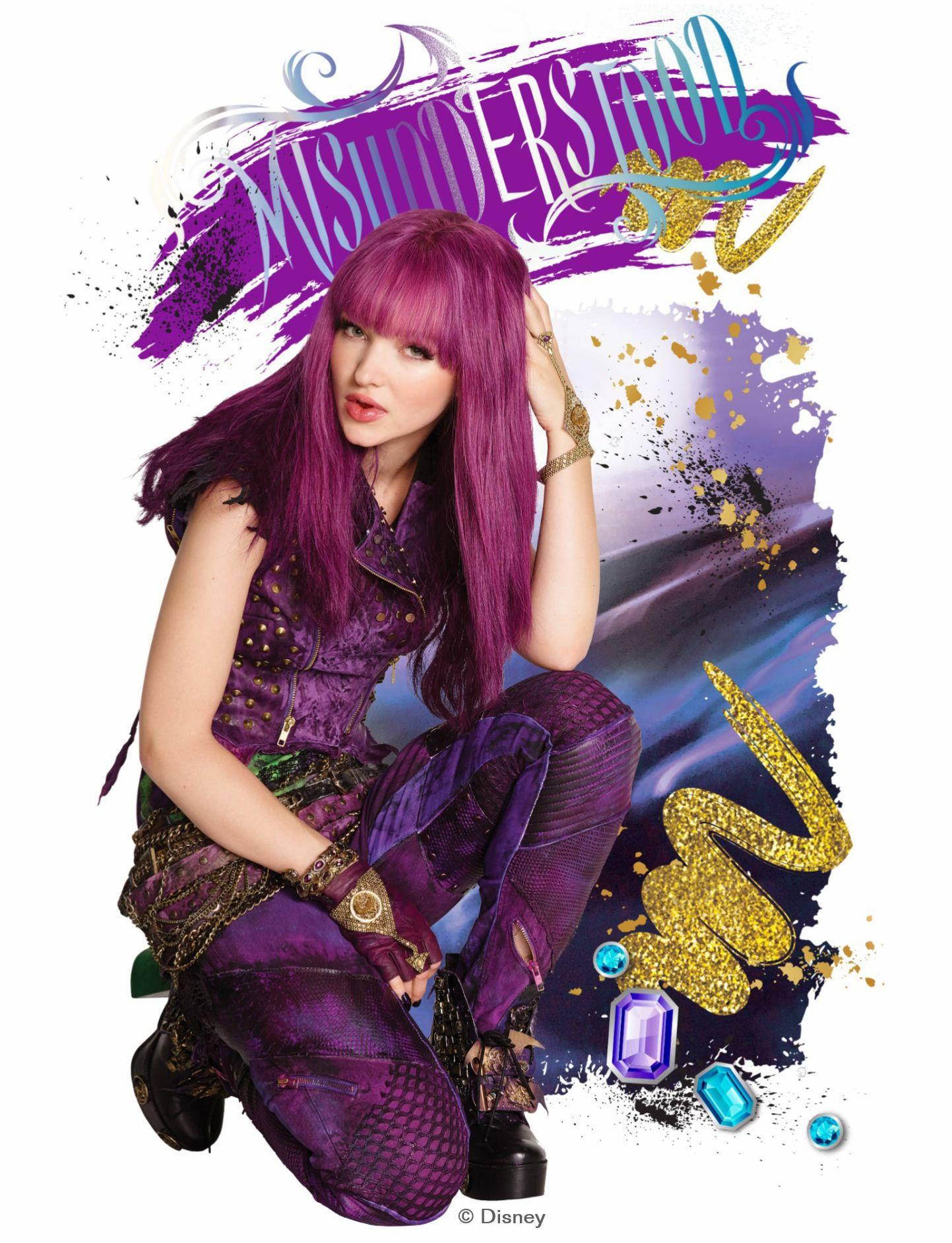 Enchanting Mal From Descendants With Her Signature Purple Hair Wallpaper